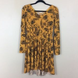 Charming Charlie Long Sleeved Yellow Floral Dress